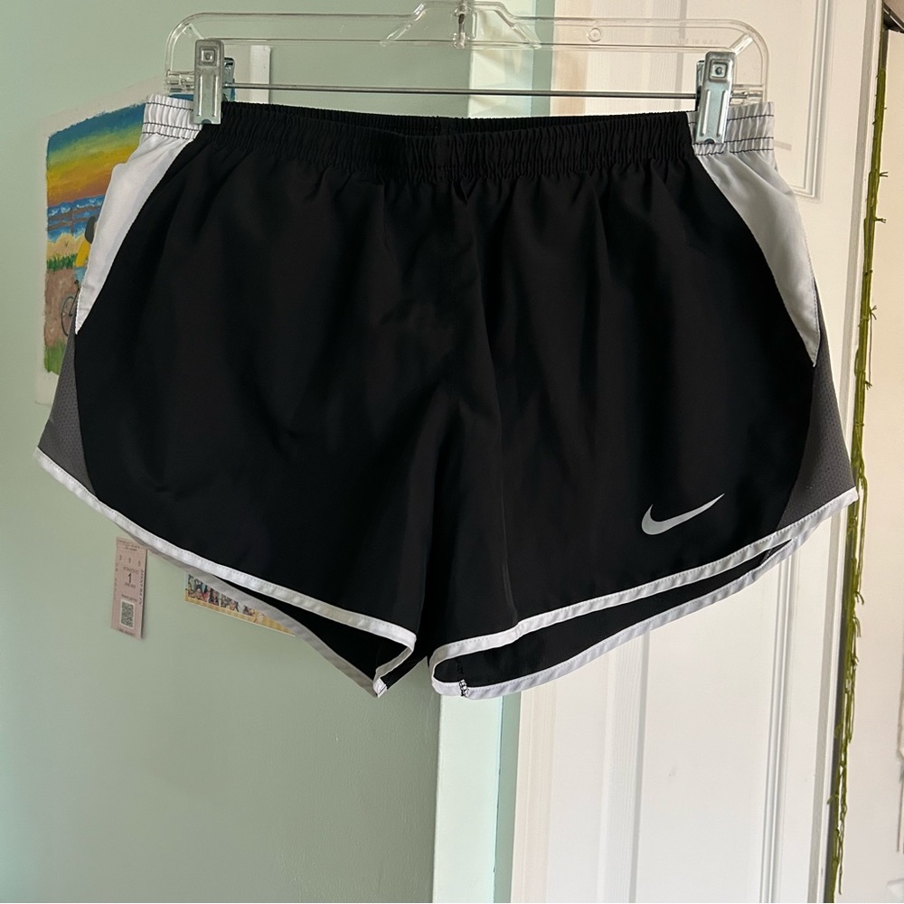 Nike Women’s Black Shorts with Gray and White Details, Size M